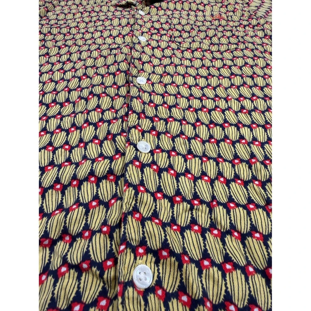 Levis Mens Relaxed Fit Cactus Print Button Down Shirt Short Sleeve Yellow Medium